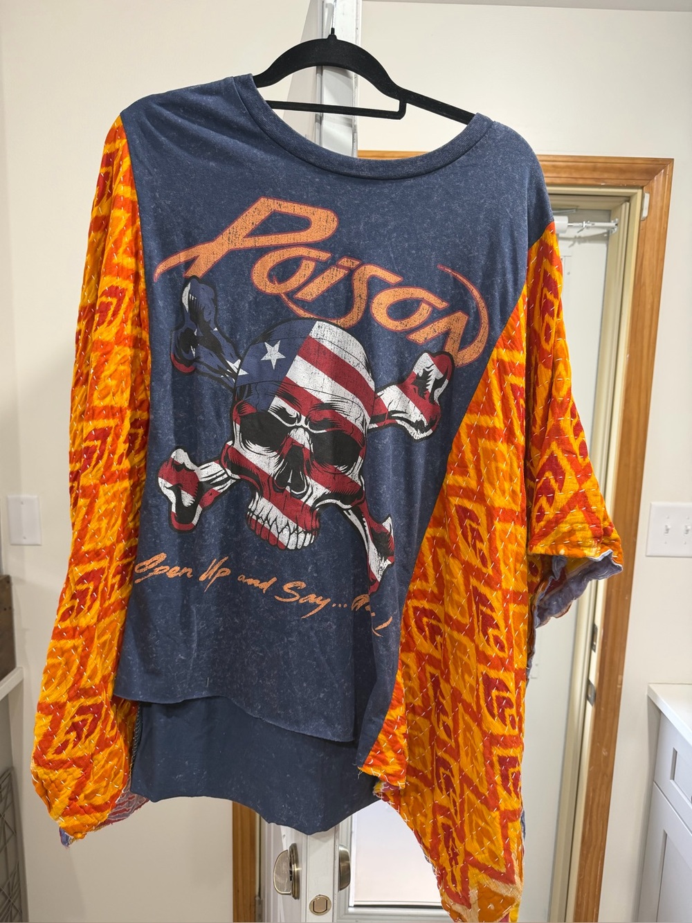 Upcycled Poison Graphic  Tee - Navy and Orange
